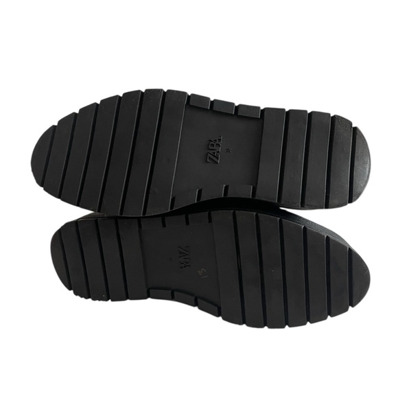 ZARA Black Platform Chelsea Boots EU 38 Chunky Goth Grunge Vegan Leather Ankle - Picture 4 of 7